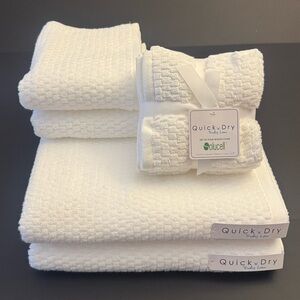 8pc TRULY LOU Quick Dry 100% Cotton Quick Dry Bath Towel Set - White